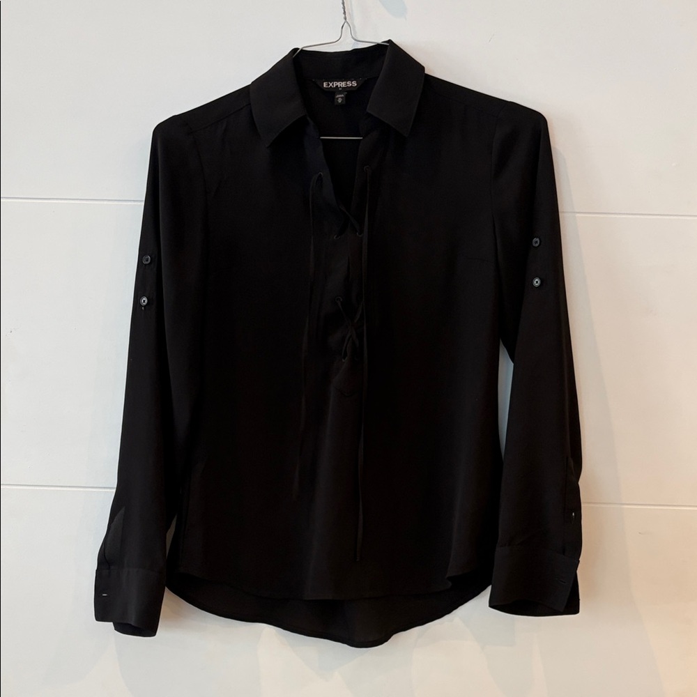 Express Women's Classic Lace up Black Blouse